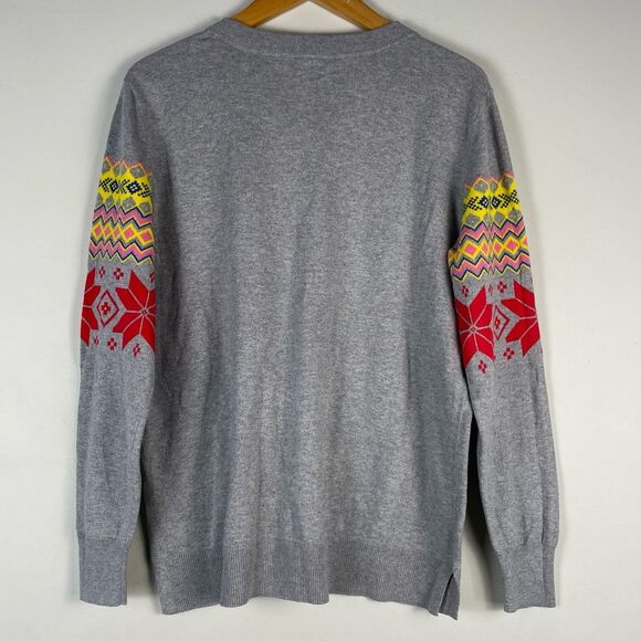 GAP Fair Isle Snowflake Gray Crewneck Sweater Sz Medium NEW‎ Cotton Lightweight - Picture 5 of 9